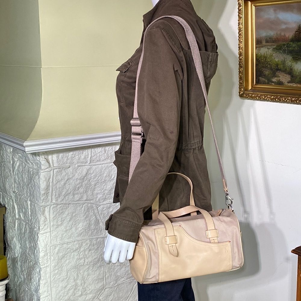 ED Ellen Degeneres Leather & Canvas Barrel Bag w/ Detachable Strap